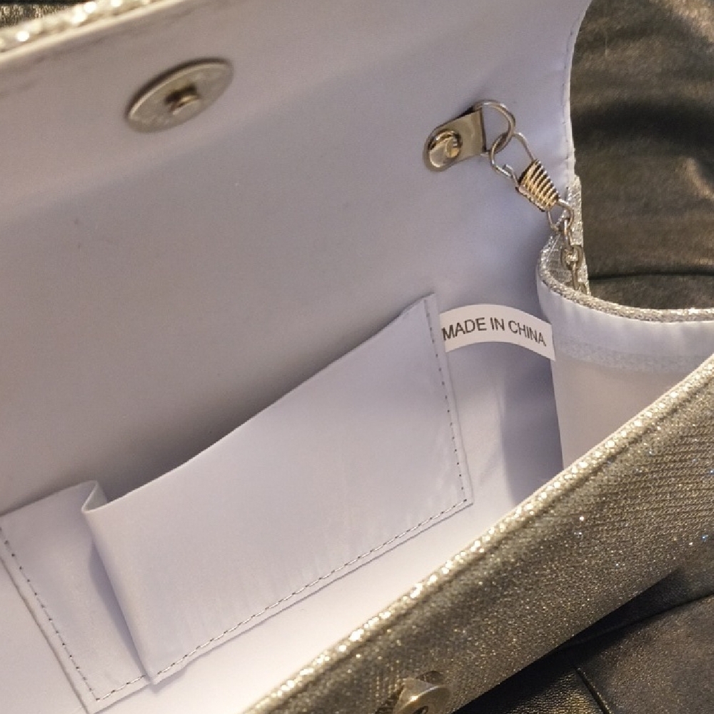 --SOLD--Silver Glitter Clutch Bag - Picture 7 of 11